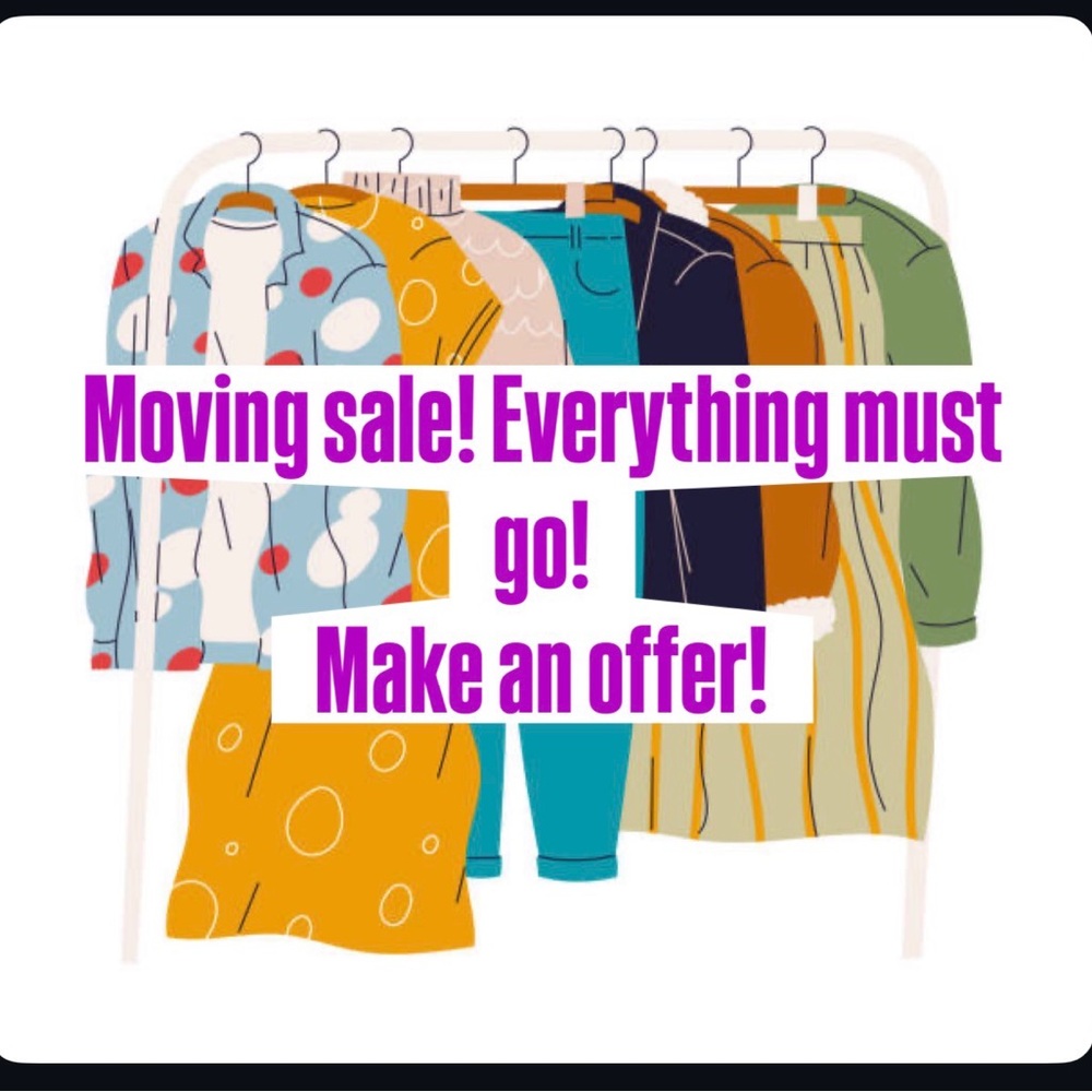 Moving sale! Good deals on women’s and men’s clothing!